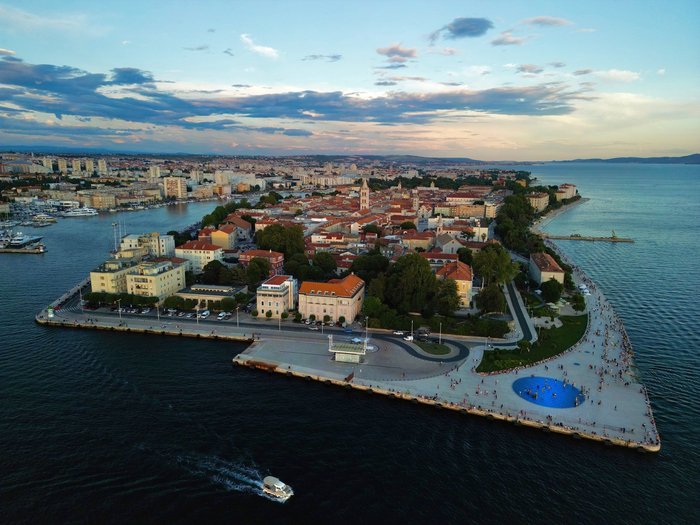 Zadar's old town peninsula at sunset