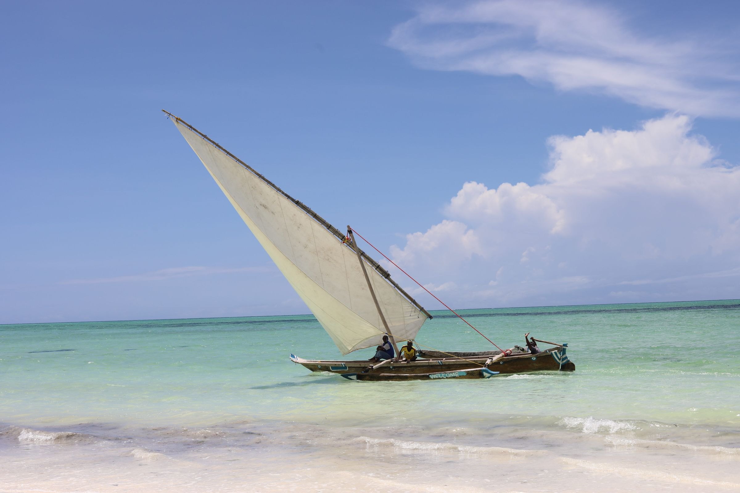 A traditional dhow off the coast of Zanzibar