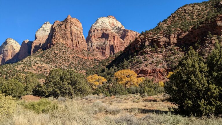 Red rock peaks in Zion National Park