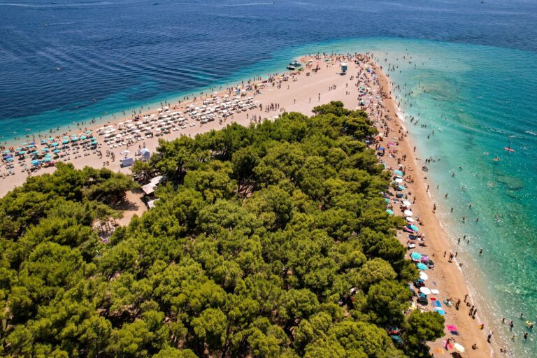Zlatni Rat beach on Brac from above
