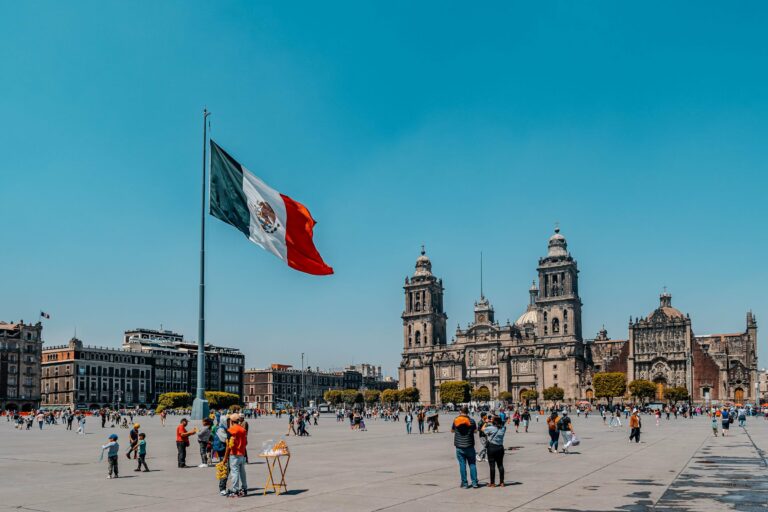 The flag over the Zócalo in Mexico City