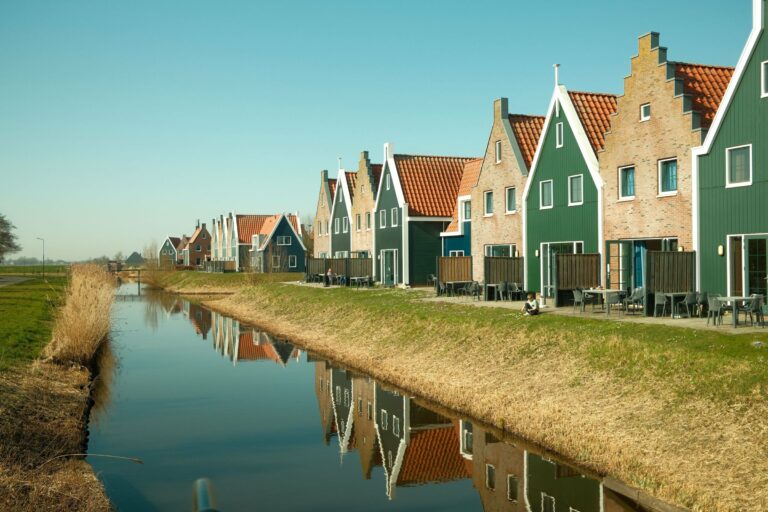 Traditional Dutch houses beside a canal